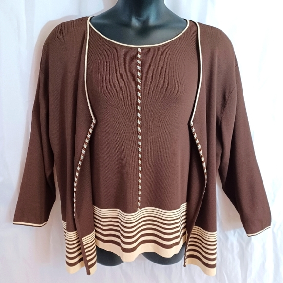 Imago Sweaters - Vintage Imago Two-piece Sweater, Brown/Beige Size: XL